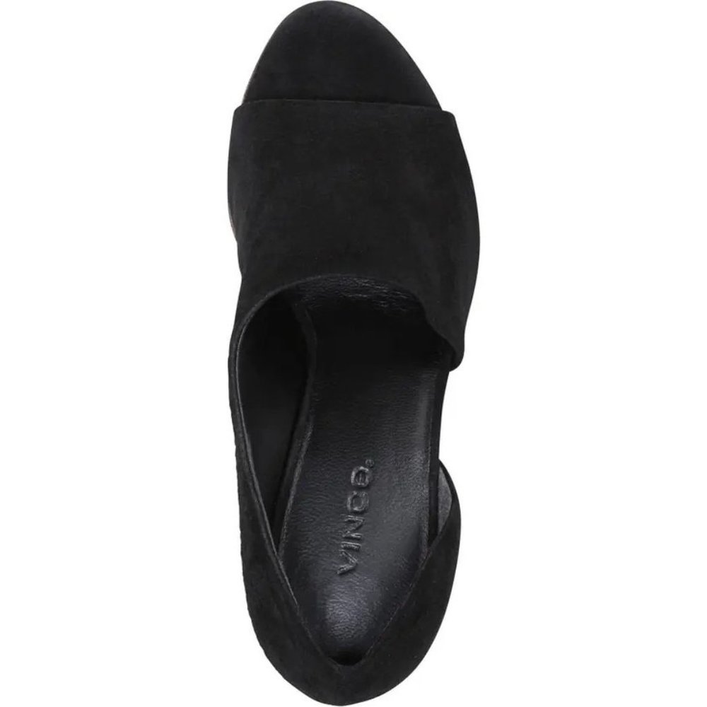 🆕 VINCE Persey Suede Jute Block Heel Pumps Sandal Shoes Black 9 - Picture 5 of 13